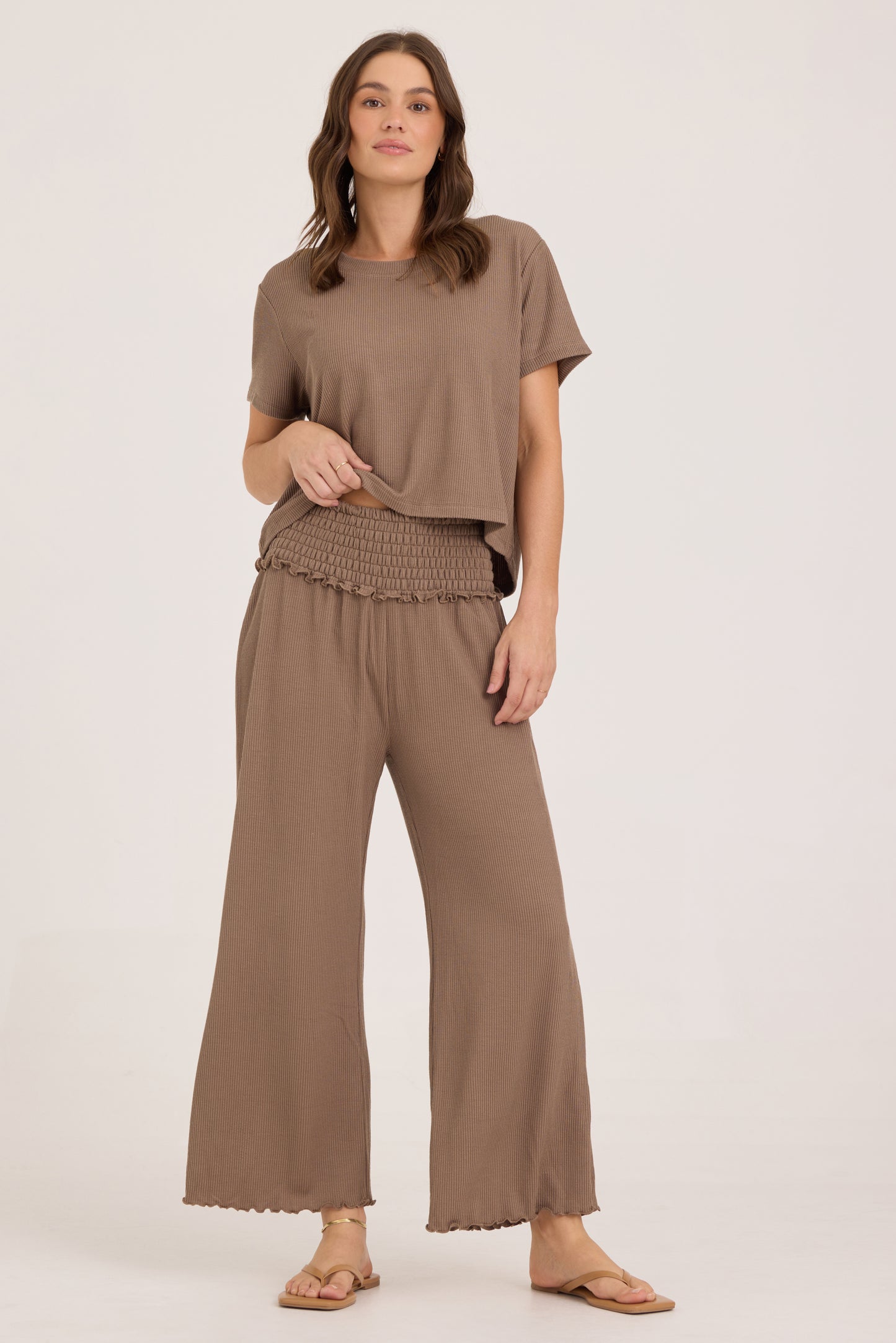 Mocha Smocked Pant