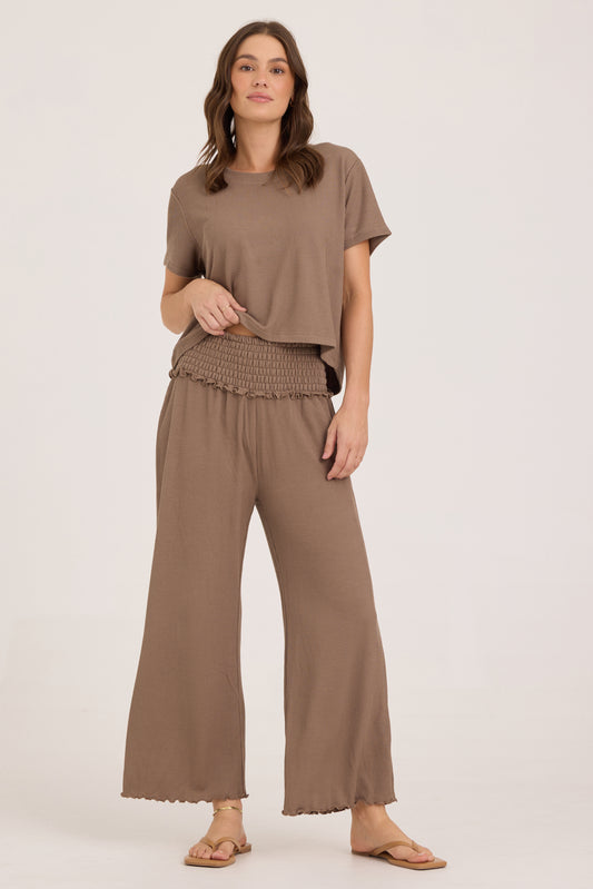 Mocha Smocked Pant