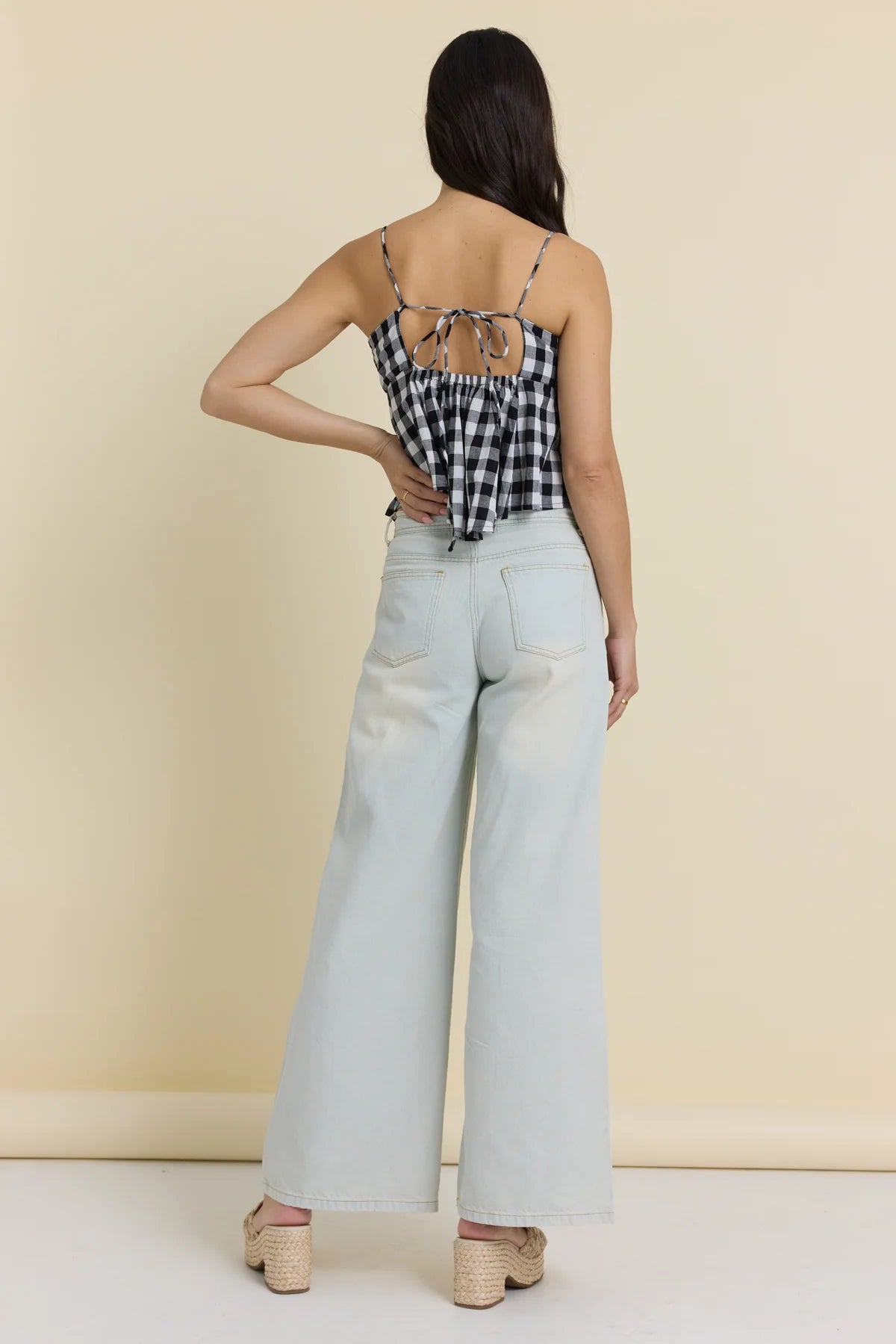 Gingham Woven Flowy Top