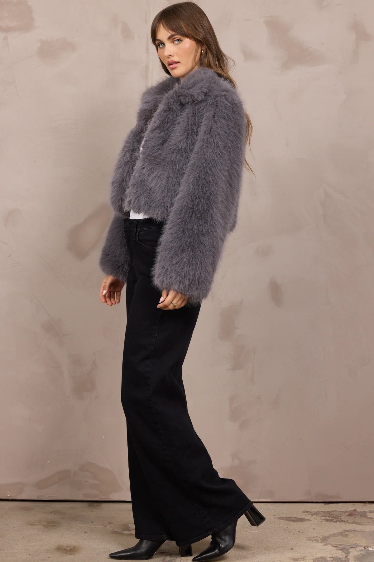 Cropped Faux Fur Jacket
