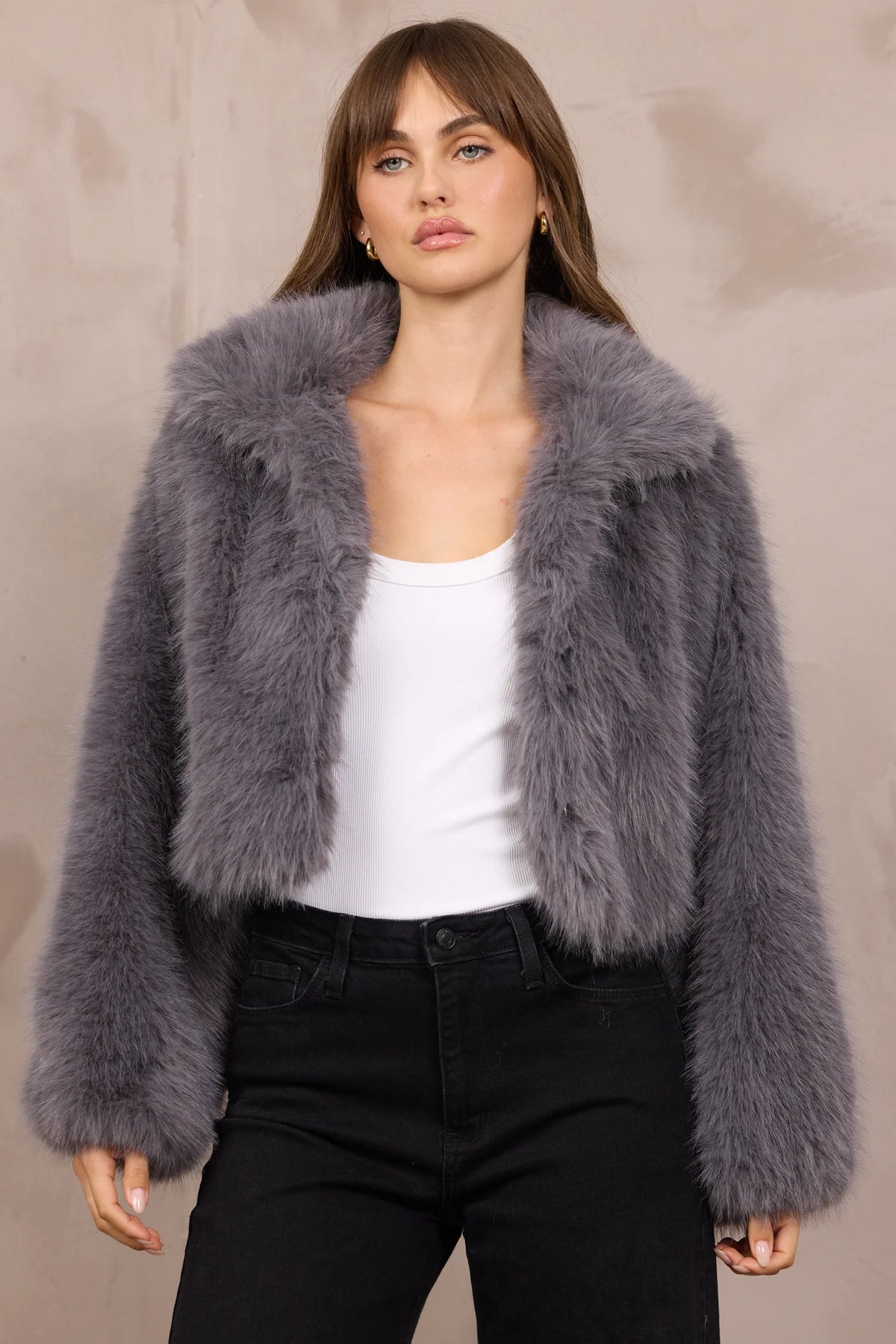 Cropped Faux Fur Jacket