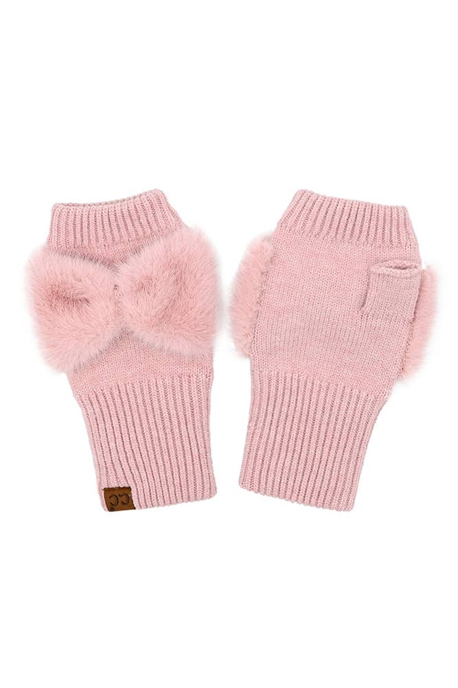 C.C Faux Fur Bow Fingerless Winter Glove