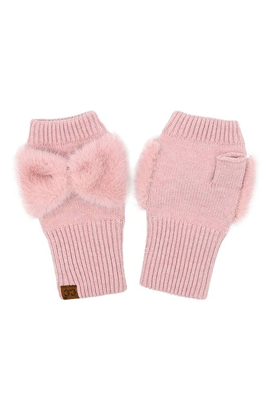 C.C Faux Fur Bow Fingerless Winter Glove