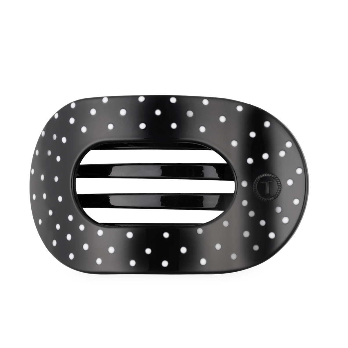 Flat Round | Black Polka Dot Party | Large Hair Clip