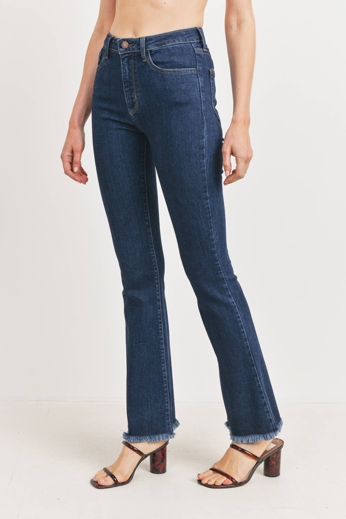 High Rise Frayed Bootcut