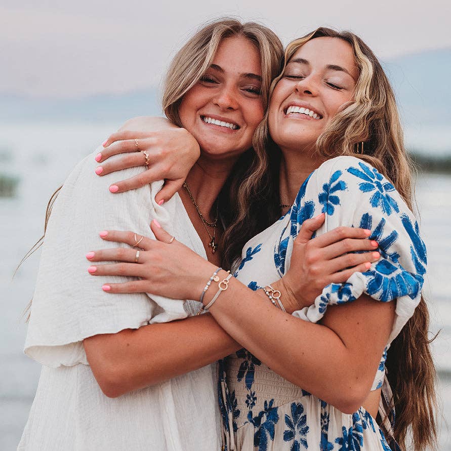 "Sisters" Gold & Pearl Shareable Hair Tie Bracelet Set