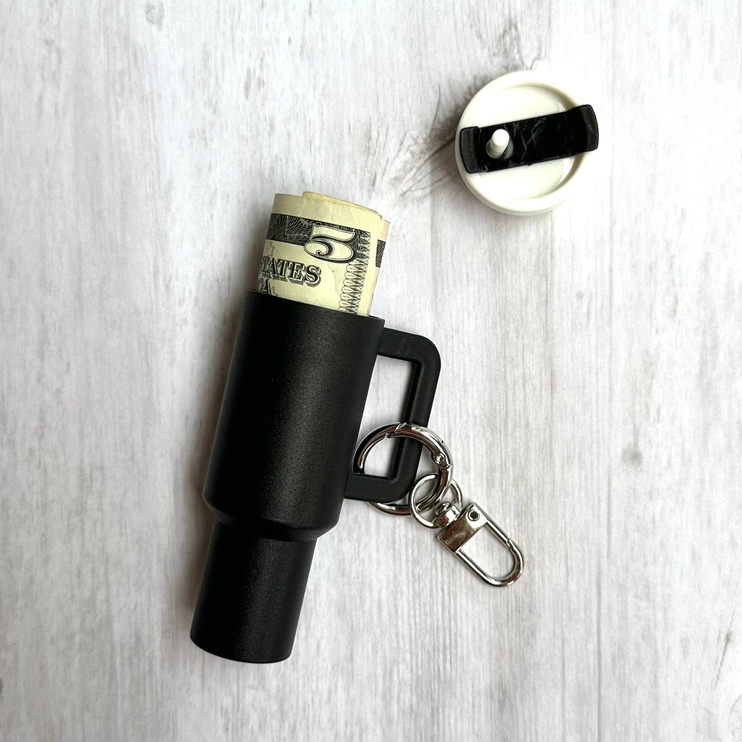 Mini Tumbler Keychain Carry Storage Container Black