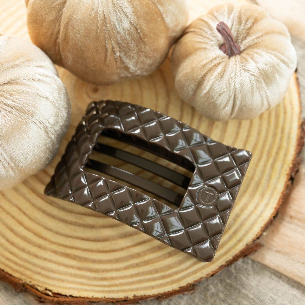 Flat Rectangle Hair Clip | Large | Truly Taupe Quilted