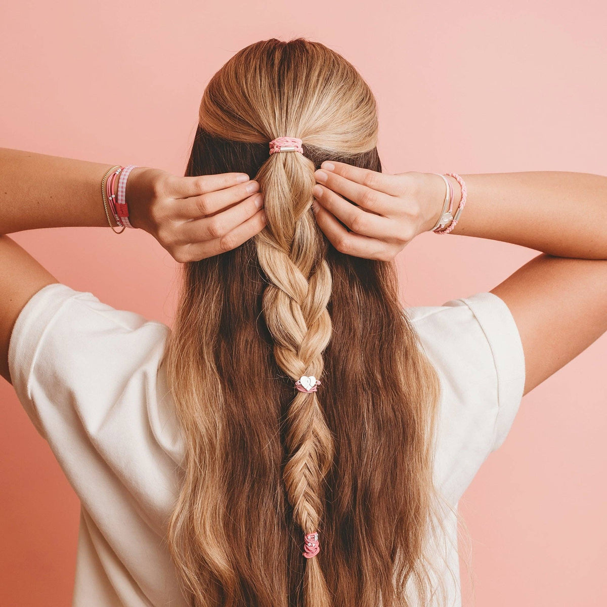 "Hope" Silver & Pink Breast Cancer Awareness Hair Tie Bracelets