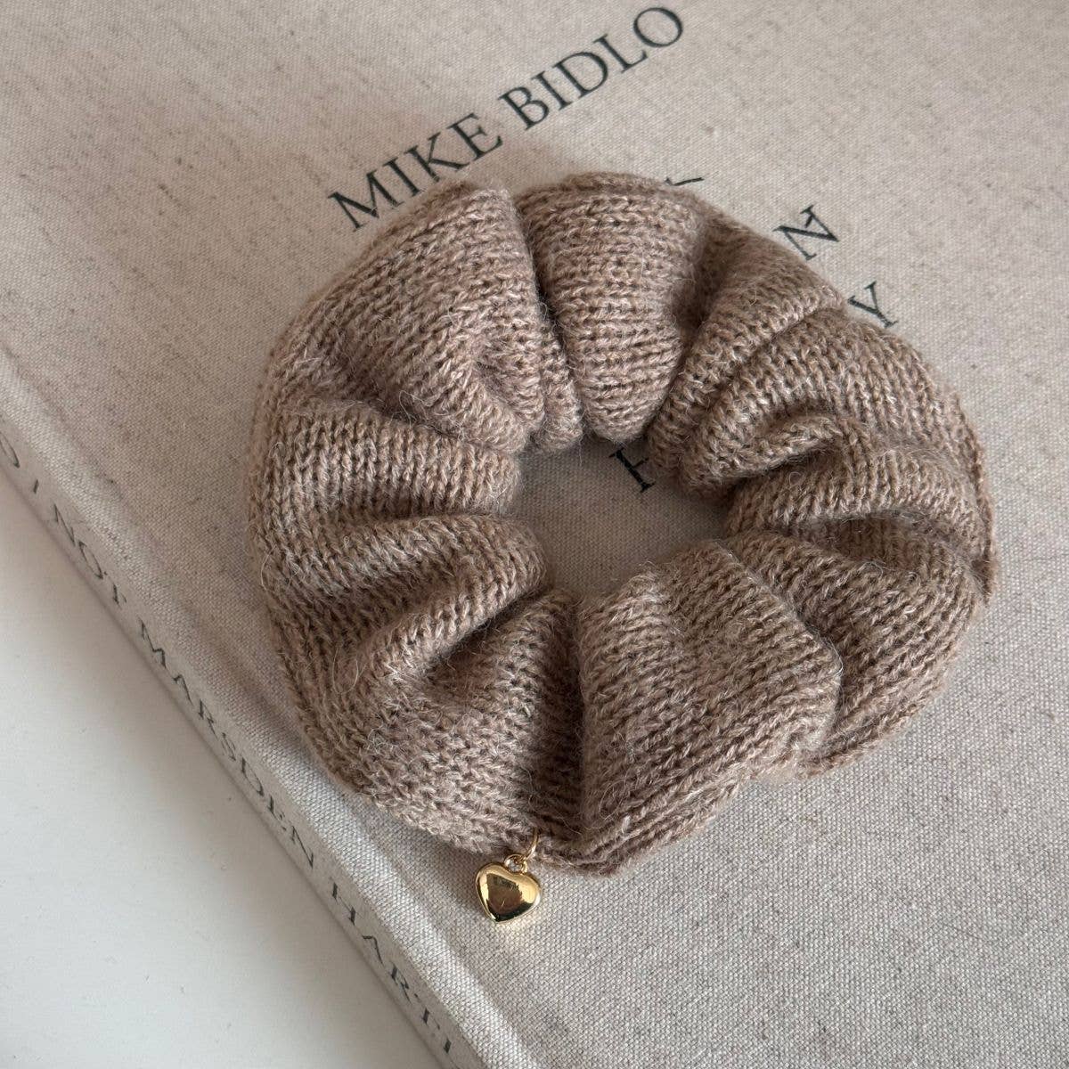 Heart Pendant Knit Hair Tie