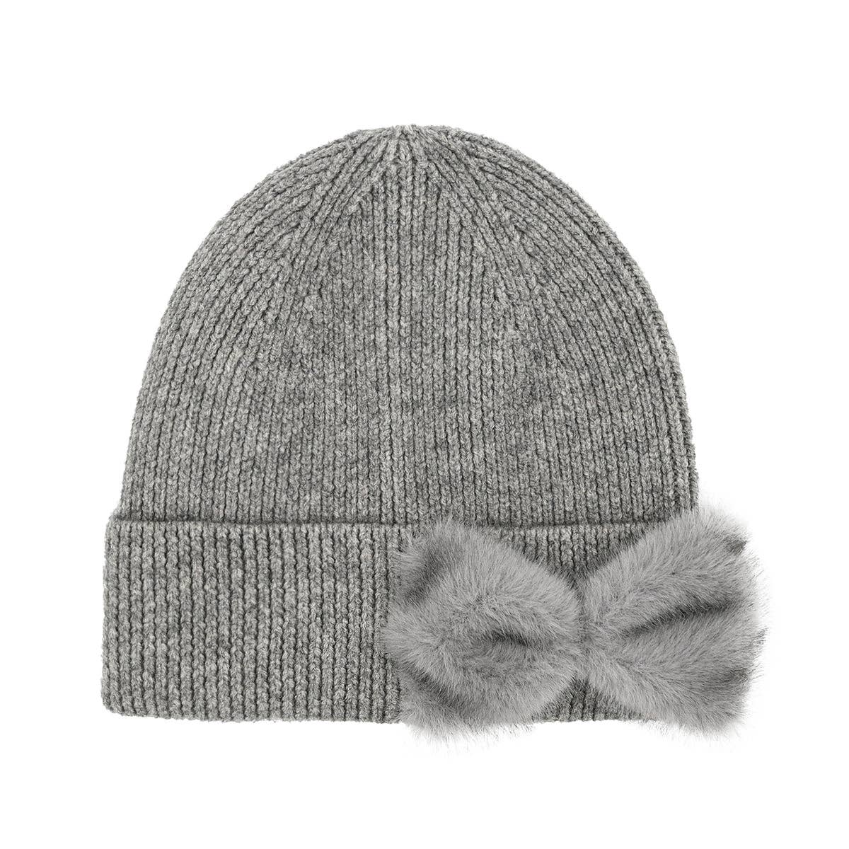 Faux Fur Bow C.C Beanie