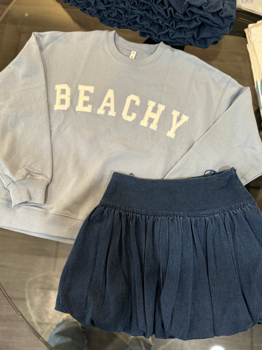 'Beachy' Cotton Pullover Sweatshirt