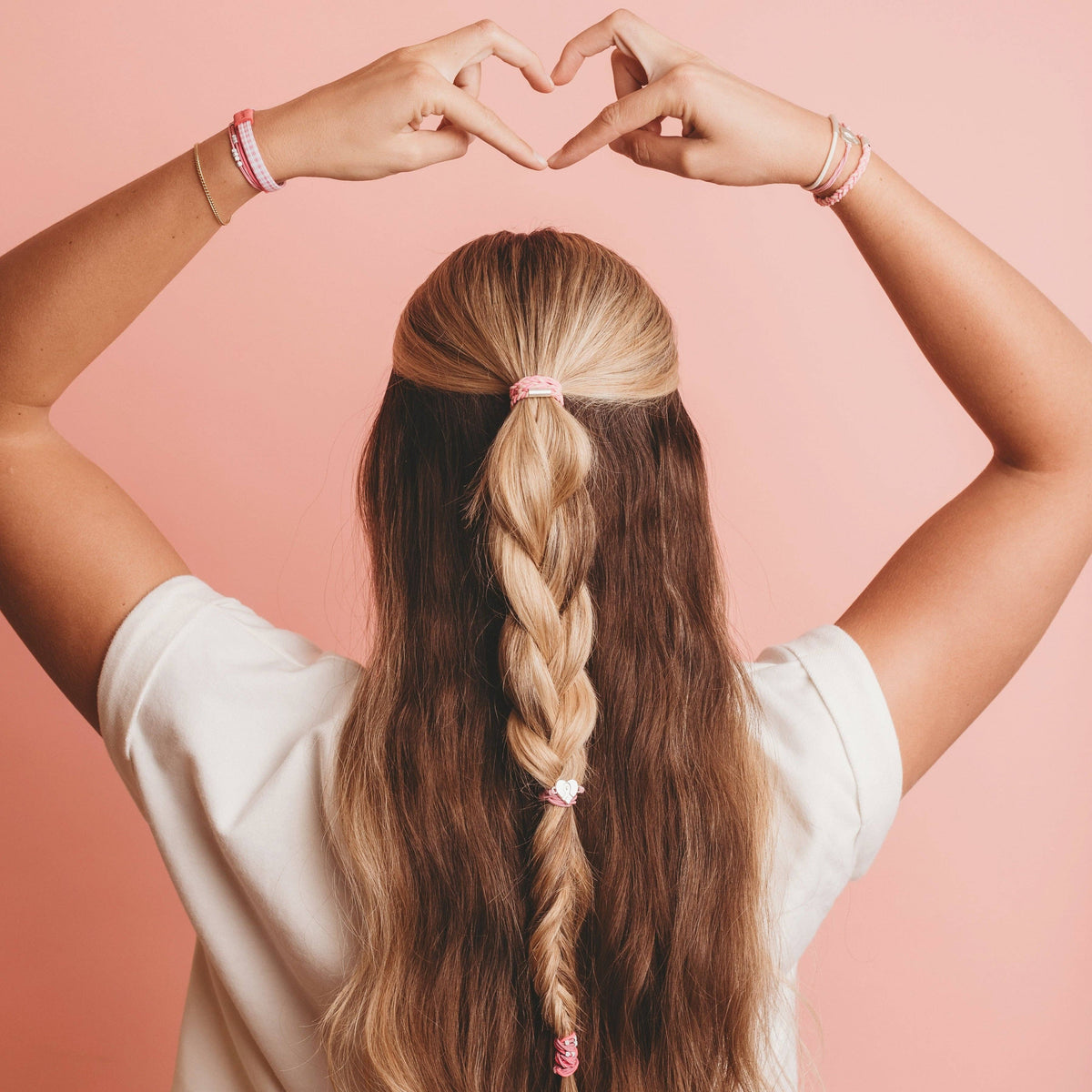 "Hope" Silver & Pink Breast Cancer Awareness Hair Tie Bracelets