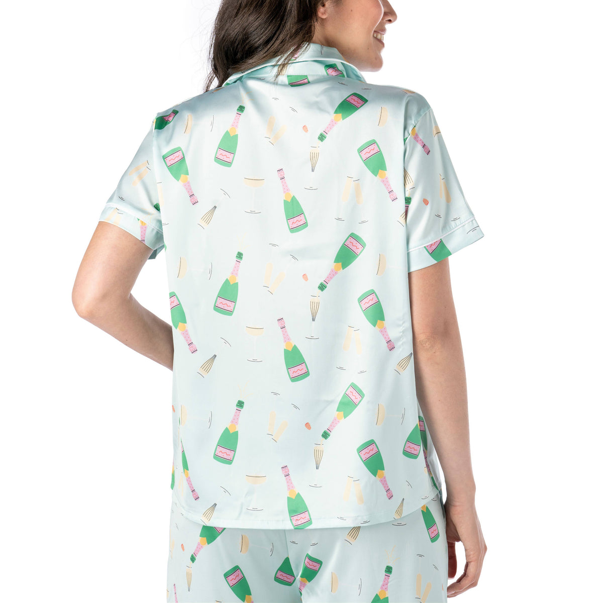 Boots & Bubbles Satin Pajama Top