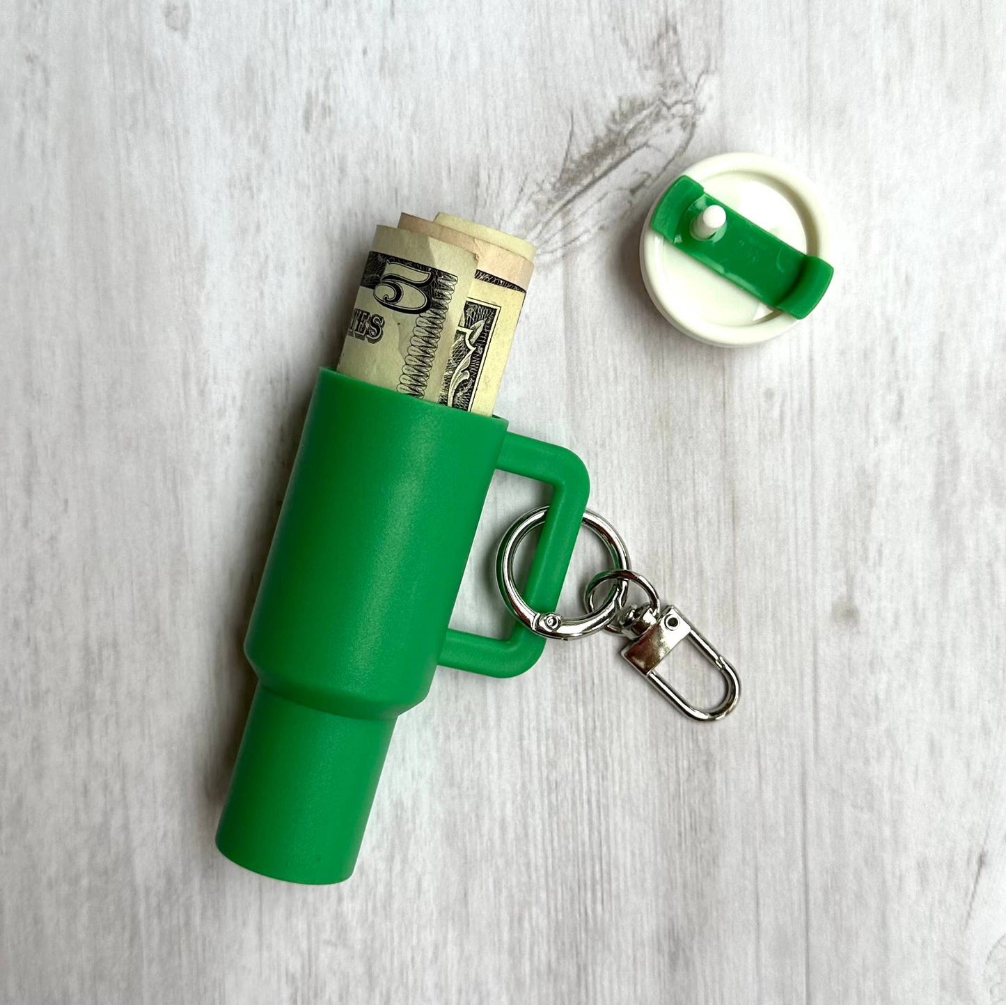 Mini Tumbler Keychain Carry Storage Container Green