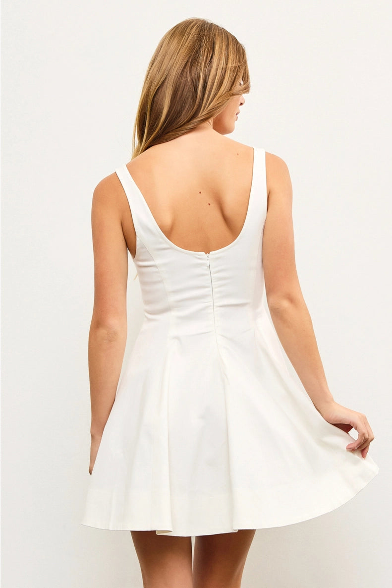 White Flare Panel Dress