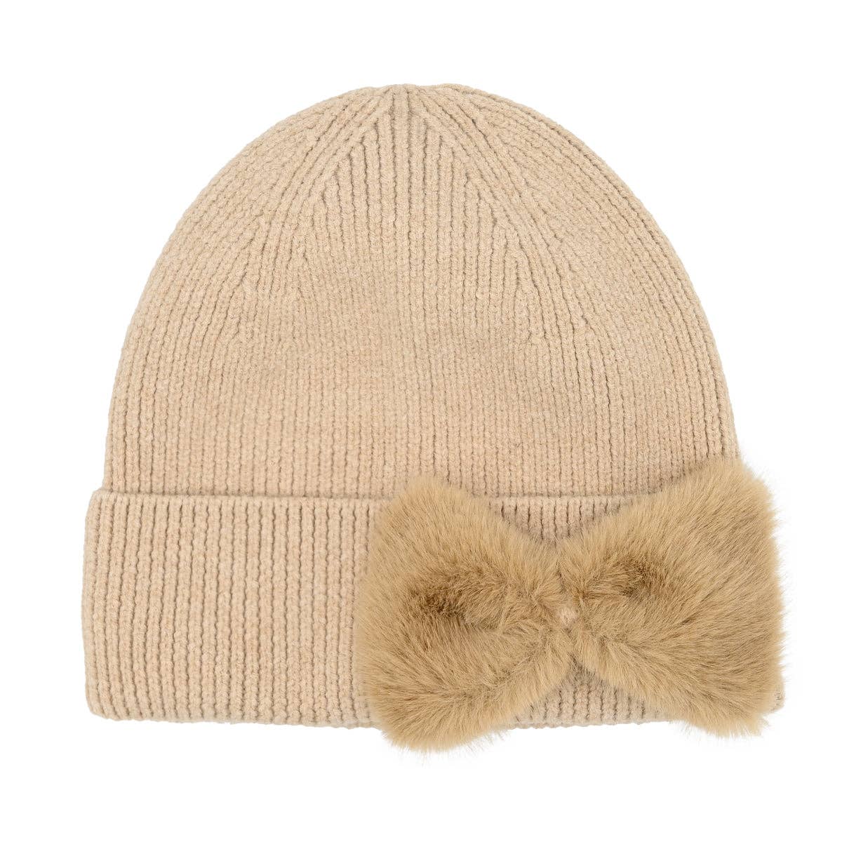 Faux Fur Bow C.C Beanie