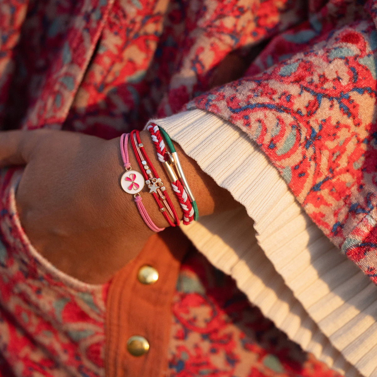 "Joy" Red & Green Holiday Hair Tie Bracelets