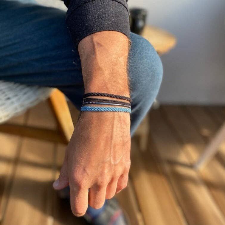 "Hustle" Solid Black, Brown & Blue Hair Tie Bracelets