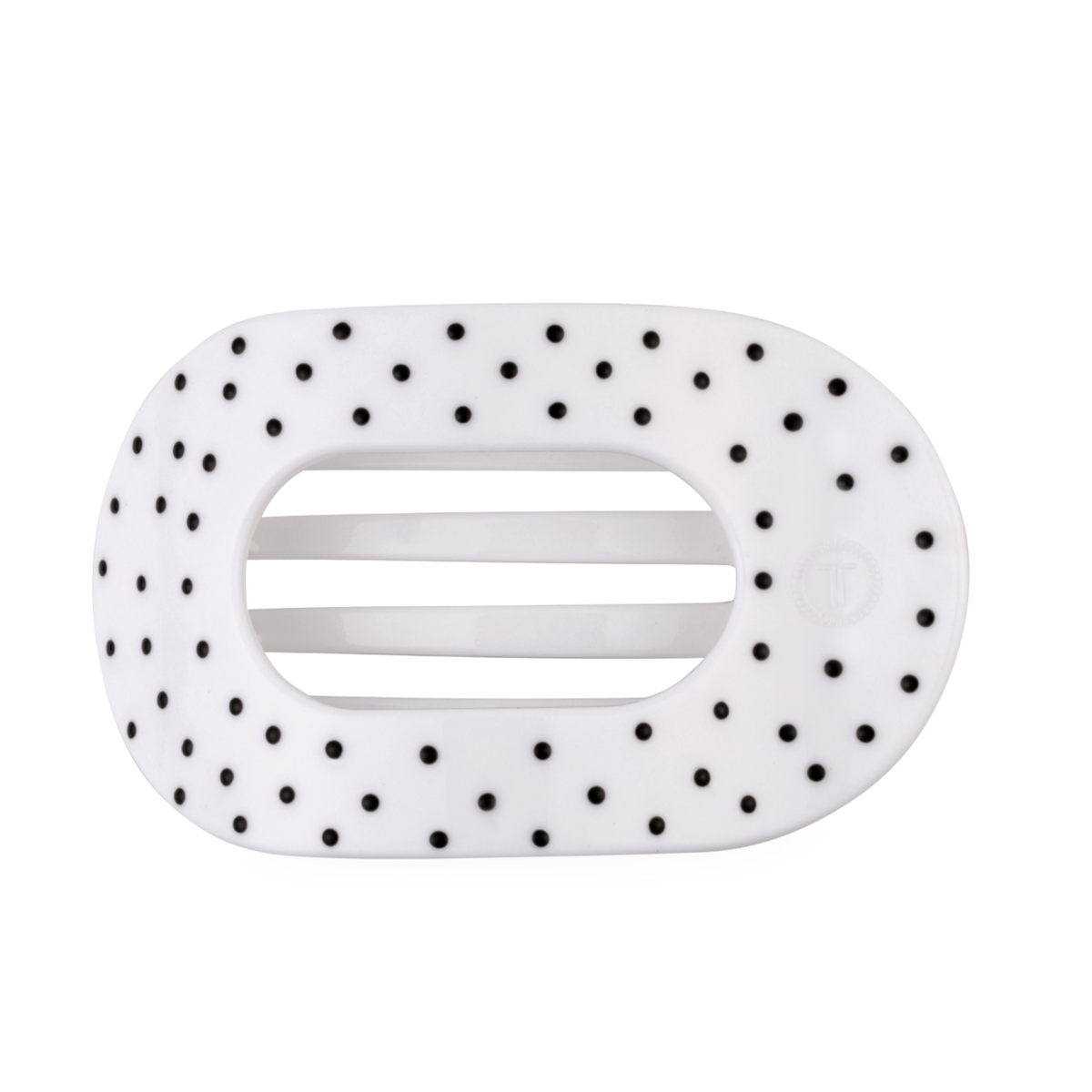 Flat Round | White Polka Dot Party | Large Hair Clip