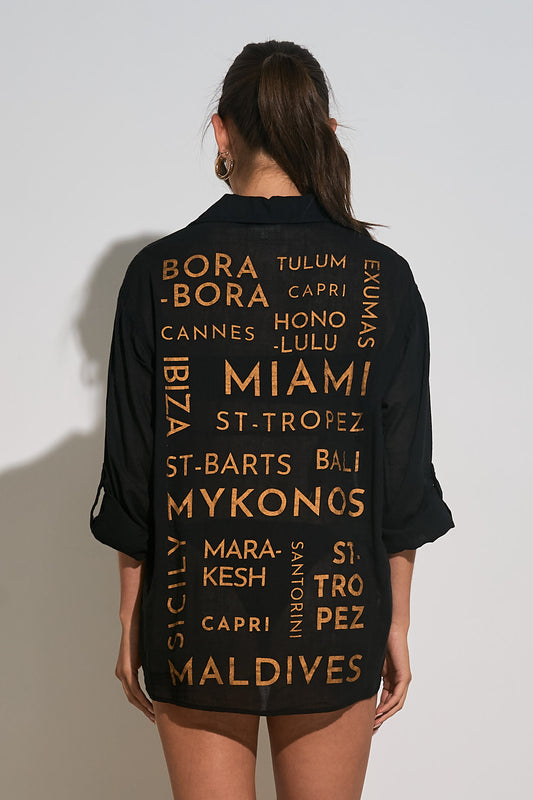 Top 11 Destination Button Down Top