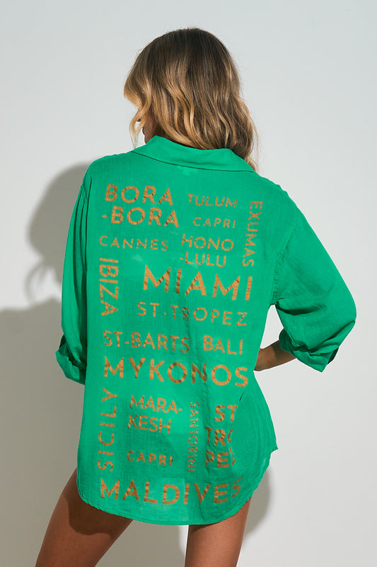 Top 11 Destination Button Down Top