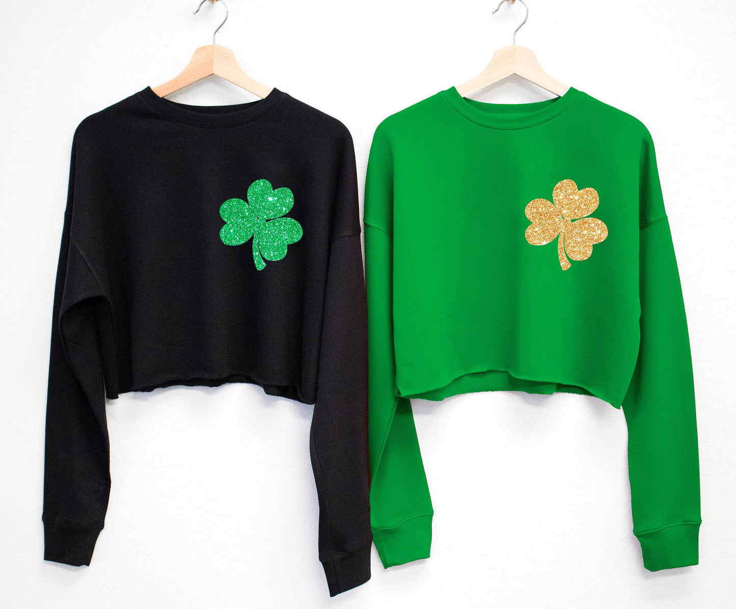 Glitter Shamrock Cropped Sweatshirt