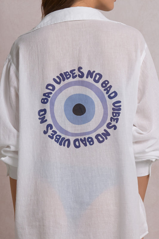 Evil Eye Button Down Cover Up
