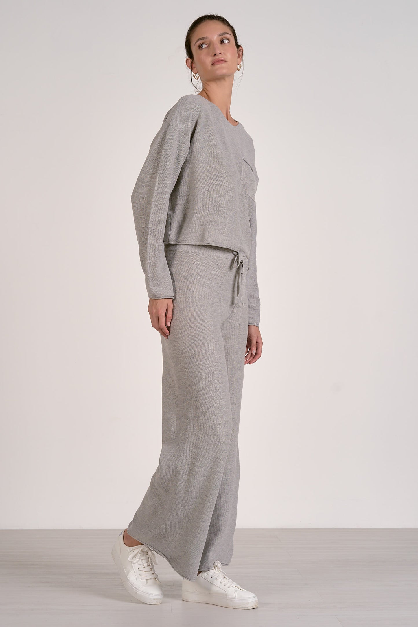 Grey Sweater Wide Leg Pant