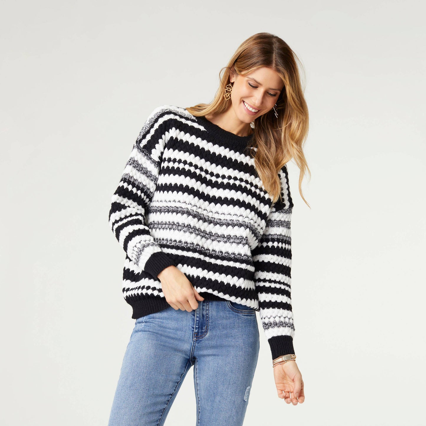 Noelle Textured Stripe Sweater