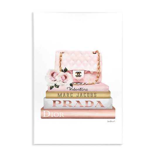 Pink Purse Gold Bookstack Wall Plaque