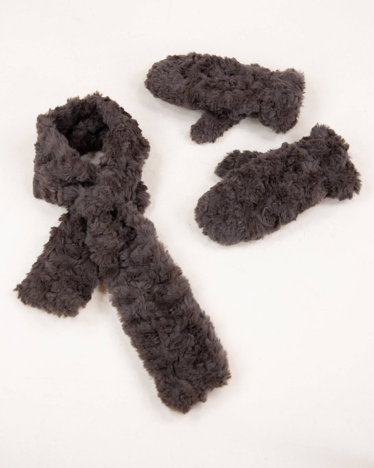 Minky Swirls Faux Fur Mittens  - BROWN
