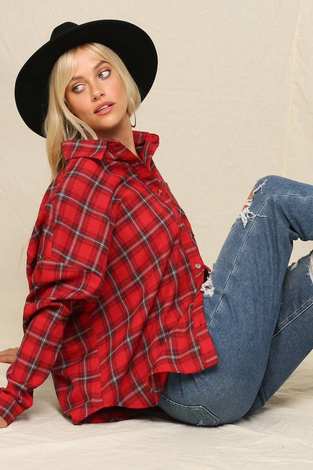 Oversized Plaid Button-Down Shirts