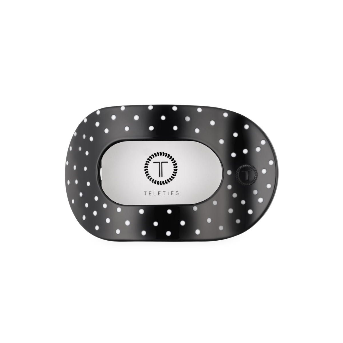 Flat Round | Black Polka Dot Party | Medium Hair Clip