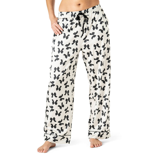 Hello Mello Bow So Lovely Satin Pajama Pant Open Stock