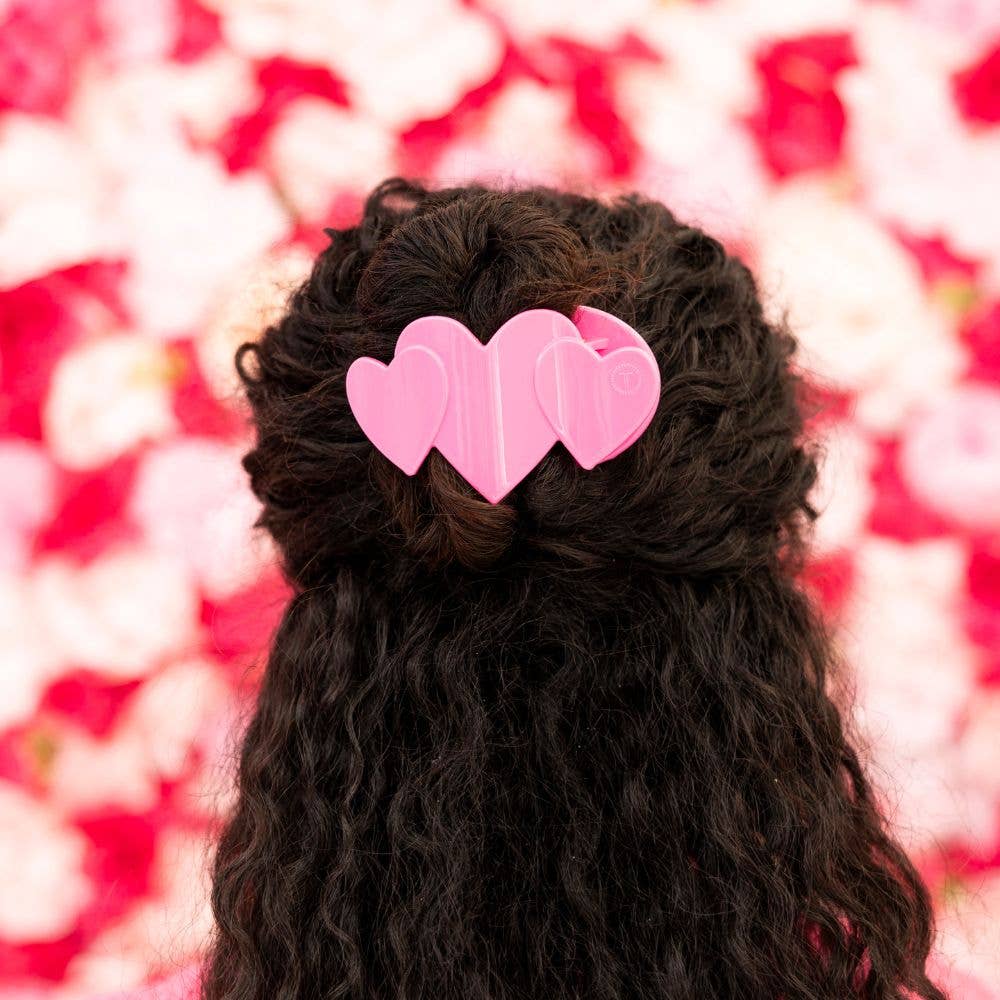 Flat Hair Clip | Medium | Pink Heart to Heart