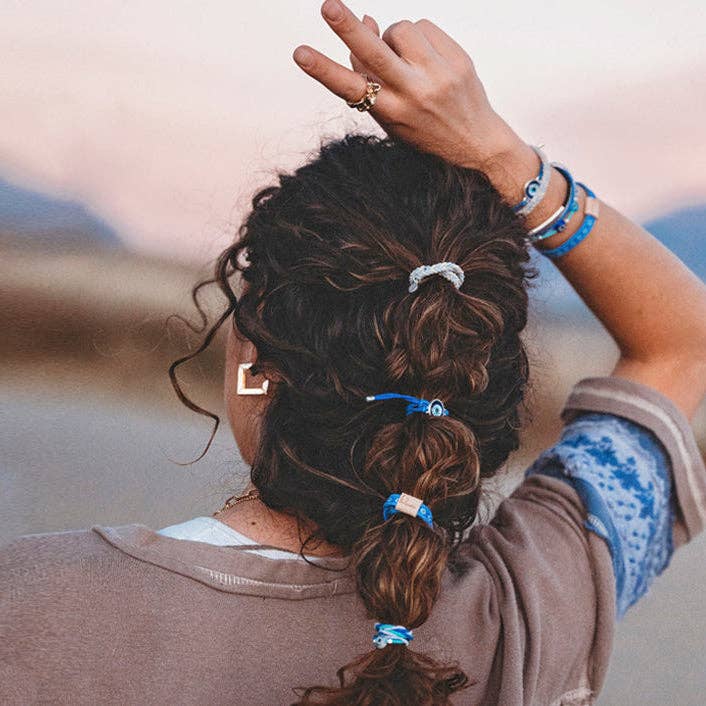 "Resist" Blue Evil Eye Hair Tie Bracelets