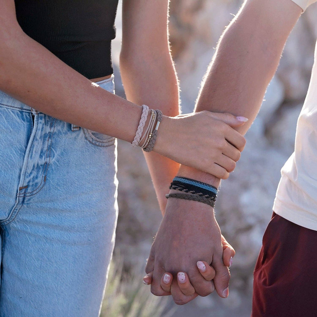"Hustle" Solid Black, Brown & Blue Hair Tie Bracelets