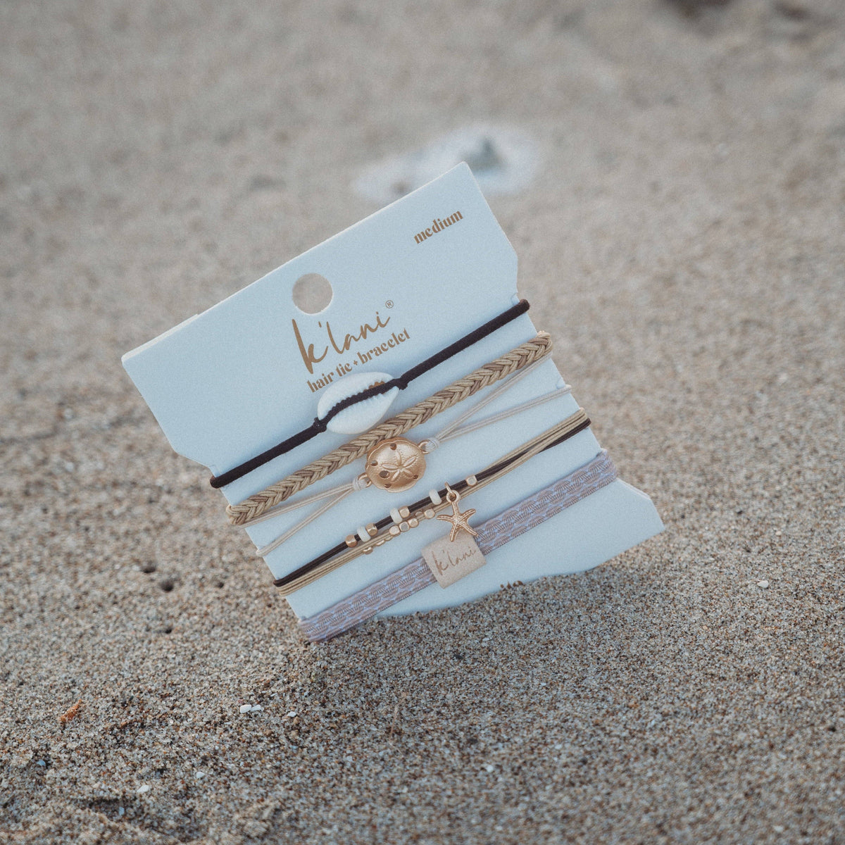 "Radiant" Seashell Theme in Cream & Black Hair Tie Bracelets