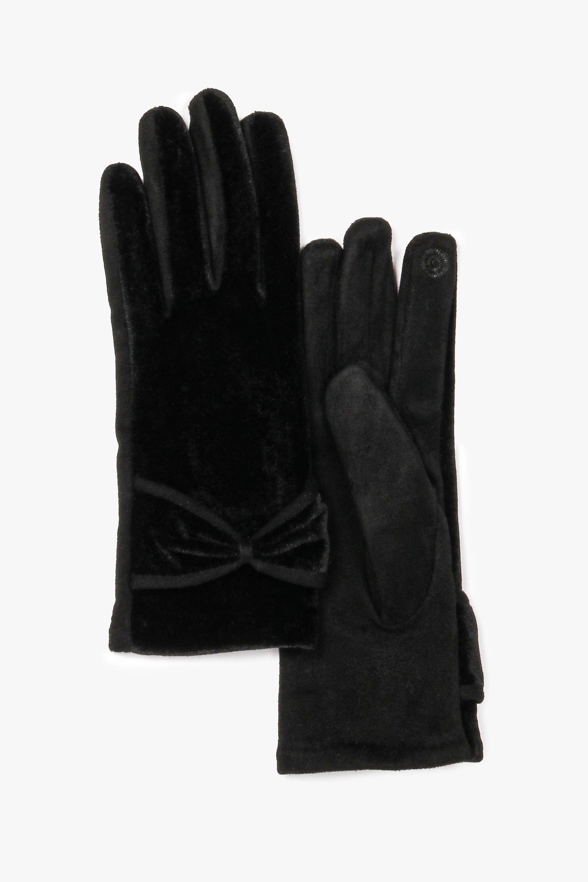 Tech touch velvet gloves with bow