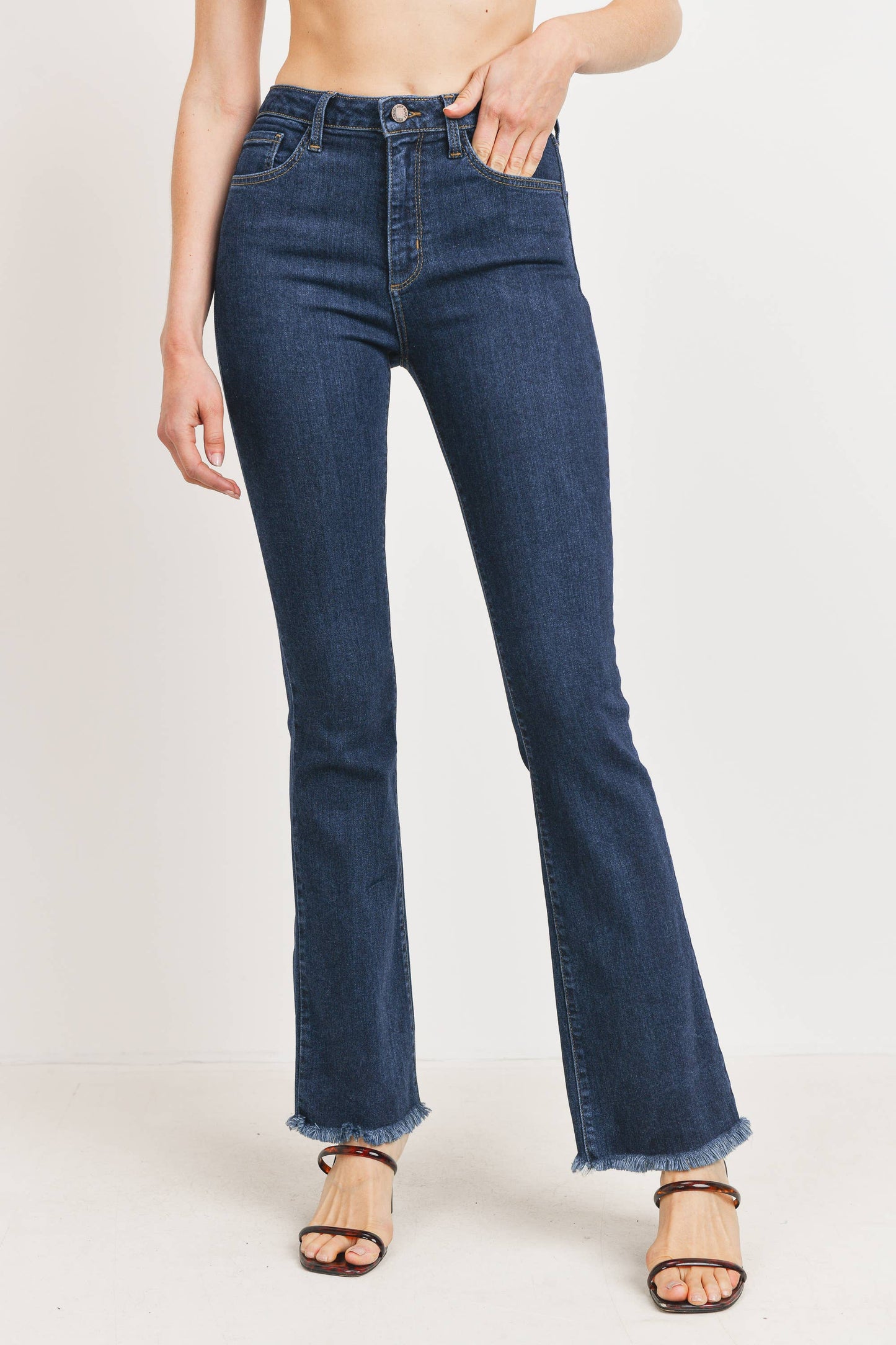 High Rise Frayed Bootcut