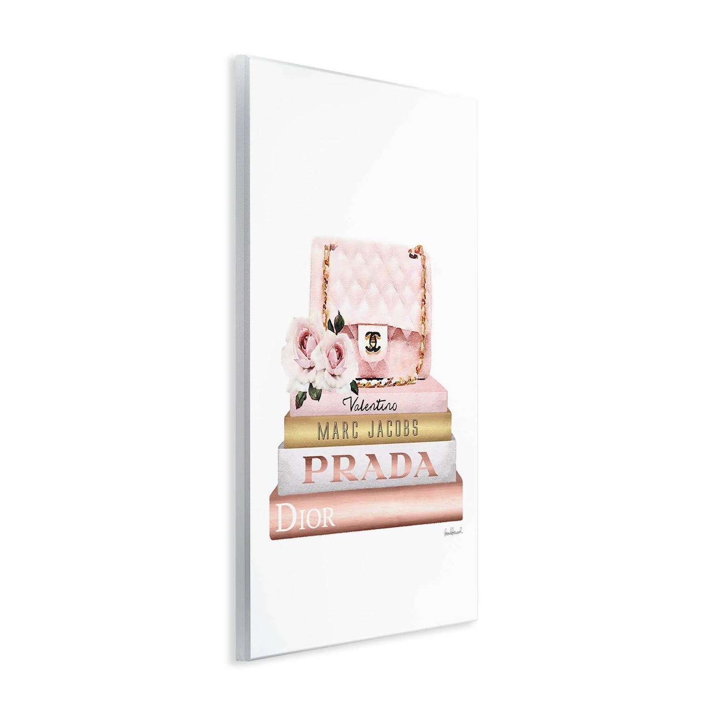 Pink Purse Gold Bookstack Wall Plaque
