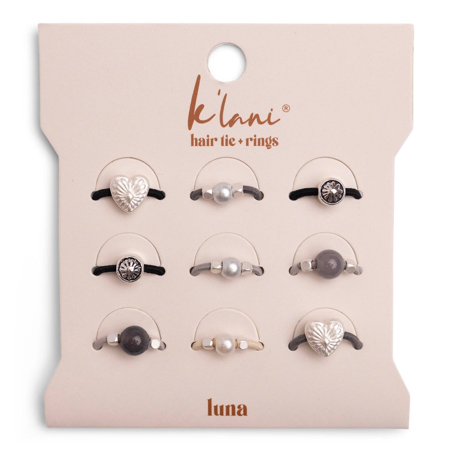"Luna" Silver & Cool Tones Hair Tie Rings