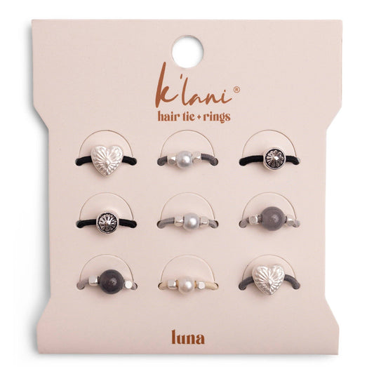 "Luna" Silver & Cool Tones Hair Tie Rings