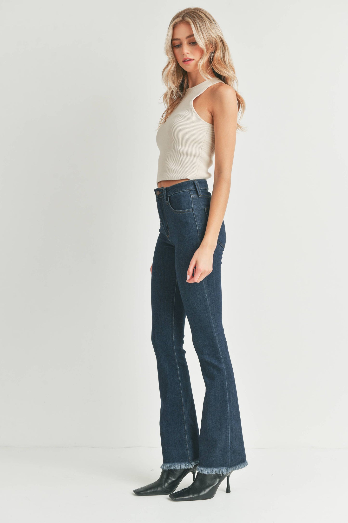 High Rise Frayed Bootcut