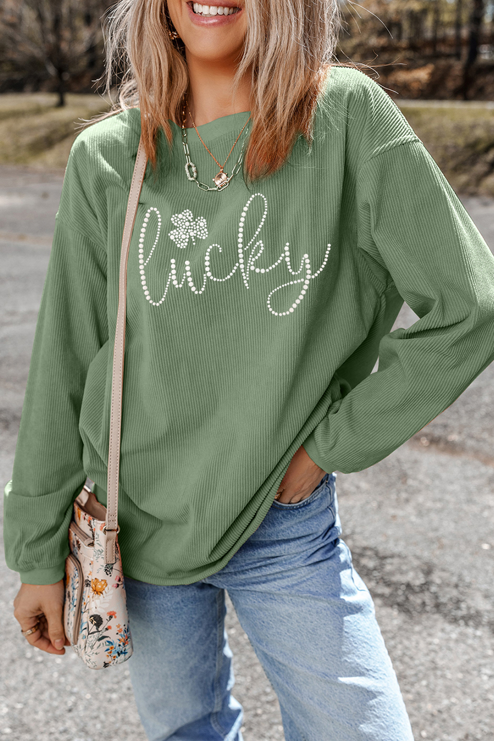 Rhinestone Clover Sweatshirt