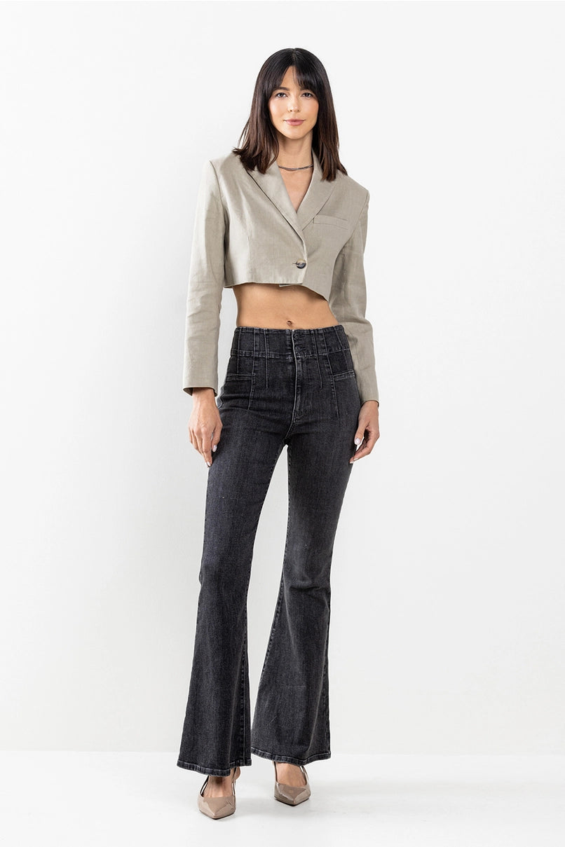 High Rise Flare Jeans in Grey