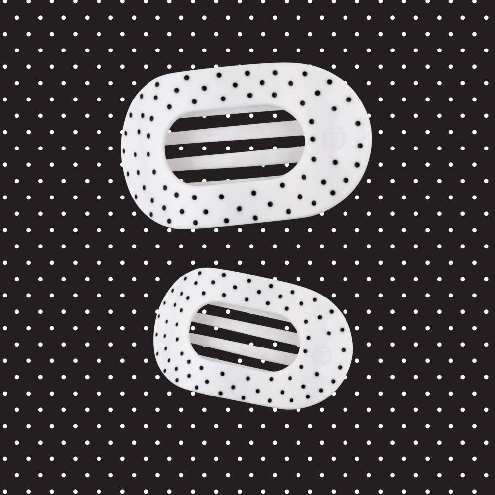Flat Round | White Polka Dot Party | Large Hair Clip