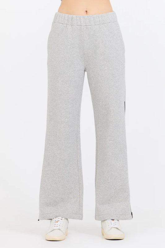 Grey Contrast Black Zipper Flare Pant