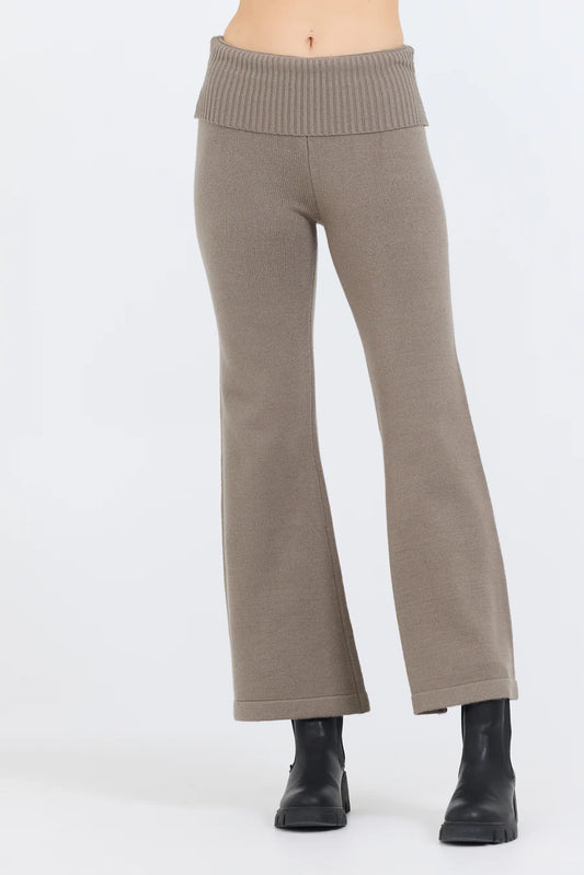 Slim Fit Knit Fold Over Flare Pant